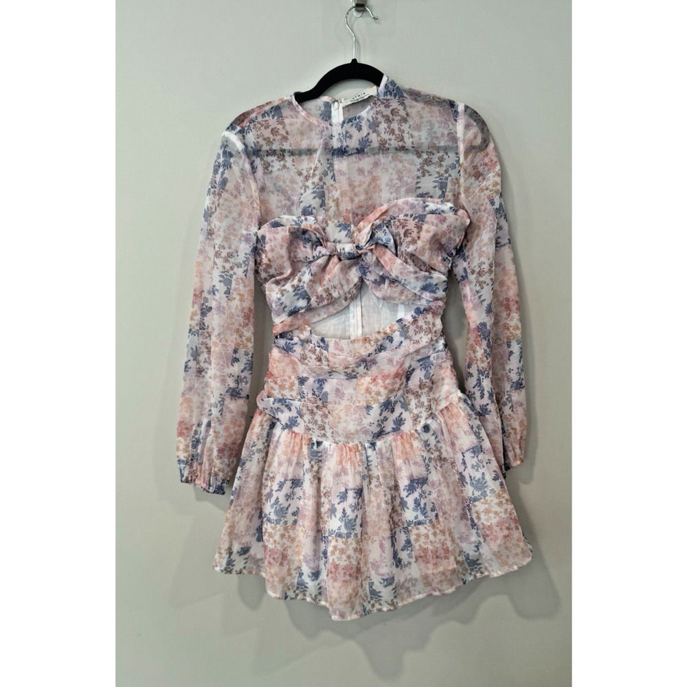 REVOLVE Atoir Floral Mini Ruffled Dress in Pink and Blue Size US 2-3077 - Picture 4 of 12